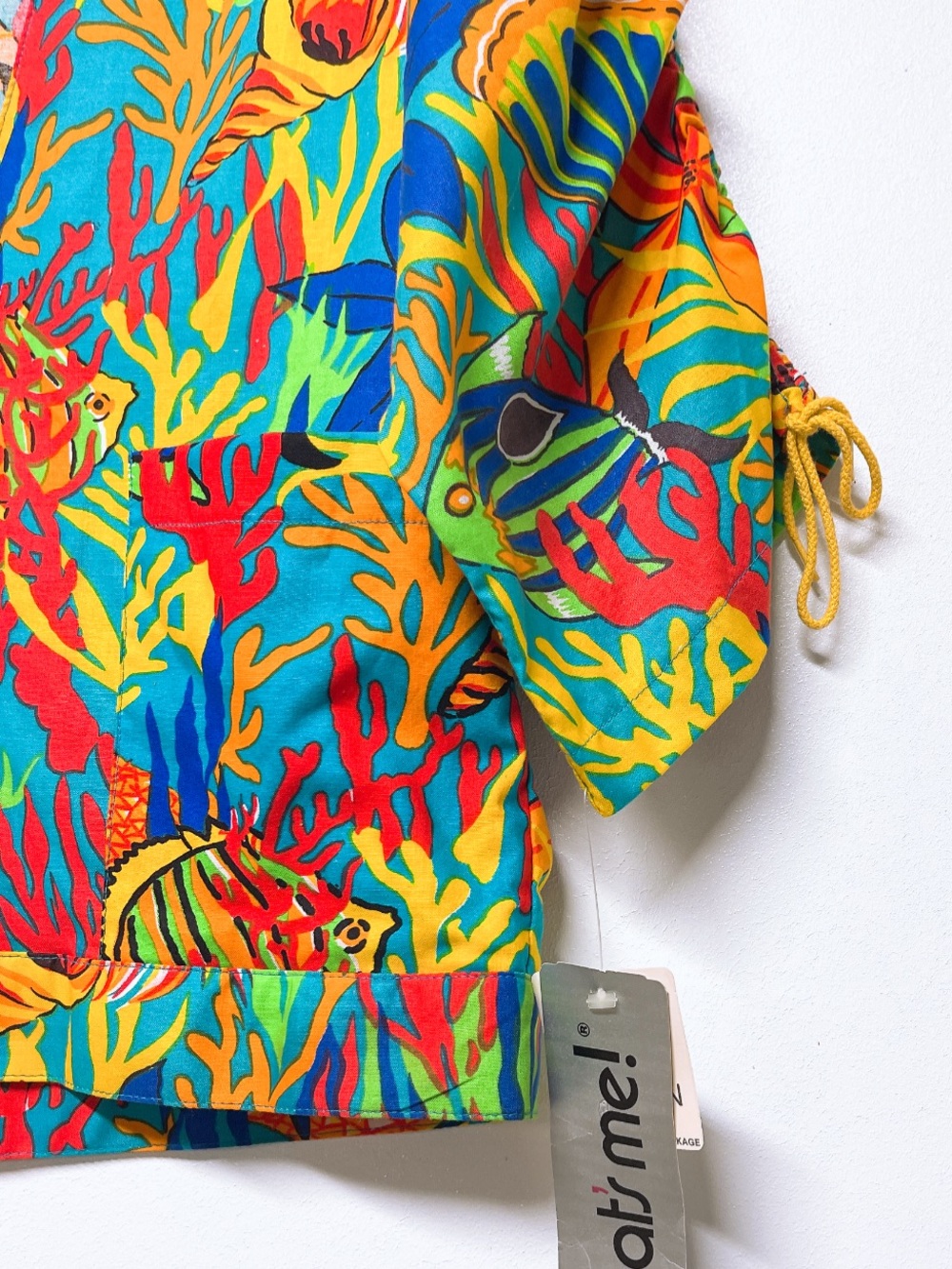 Vitage That’s Me Tropical Reef Print With Seashells Coral Jacket Women’s 7/8 - Picture 4 of 8